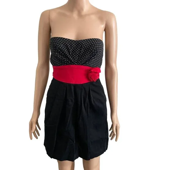 Trixxi | Dresses | Trixxi Women Multicolored Polka Dot Empire Waist  Strapless Mini Dress Size 5 | Poshmark